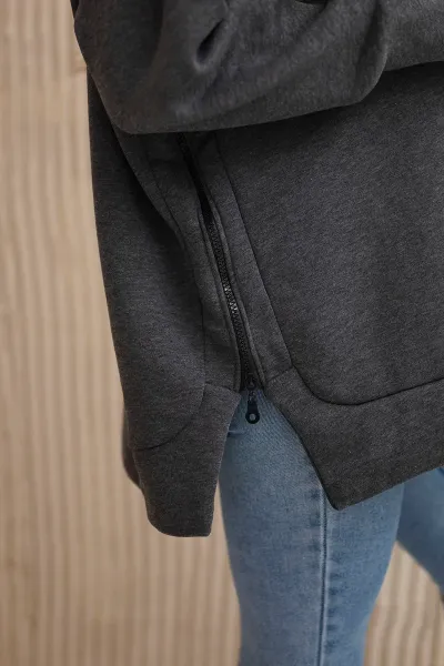 Legínovo Zateplená mikina so zipsom na boku tmavo béžová Farba: Khaki, Veľkosť: UNI