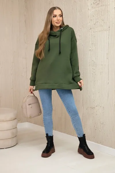 Legínovo Zateplená mikina so zipsom na boku tmavo béžová Farba: Khaki, Veľkosť: UNI