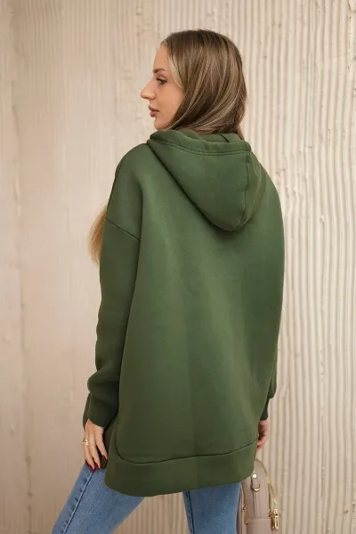 Legínovo Zateplená mikina so zipsom na boku tmavo béžová Farba: Khaki, Veľkosť: UNI