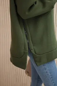 Legínovo Zateplená mikina so zipsom na boku tmavo béžová Farba: Khaki, Veľkosť: UNI
