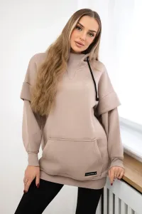 Legínovo Zateplená mikina s rolákom tmavo béžová Farba: Khaki, Veľkosť: UNI