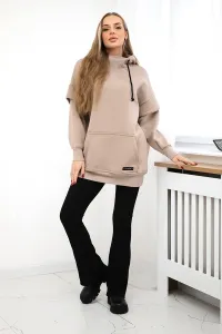 Legínovo Zateplená mikina s rolákom tmavo béžová Farba: Khaki, Veľkosť: UNI