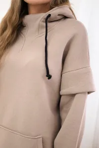 Legínovo Zateplená mikina s rolákom tmavo béžová Farba: Khaki, Veľkosť: UNI