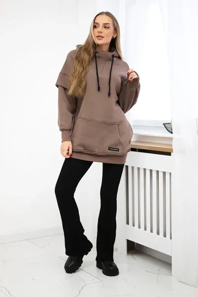 Legínovo Zateplená mikina s rolákom tmavo béžová Farba: Khaki, Veľkosť: UNI