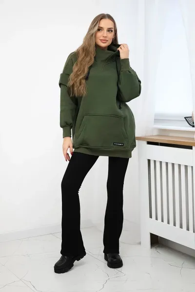 Legínovo Zateplená mikina s rolákom tmavo béžová Farba: Khaki, Veľkosť: UNI
