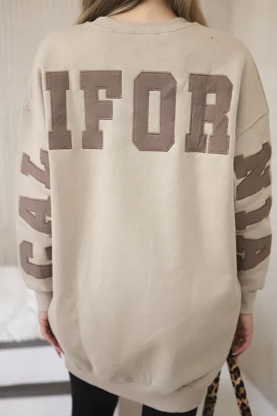 Legínovo Zateplená mikina s nápisom California tmavo béžová Farba: Modrá, Veľkosť: UNI