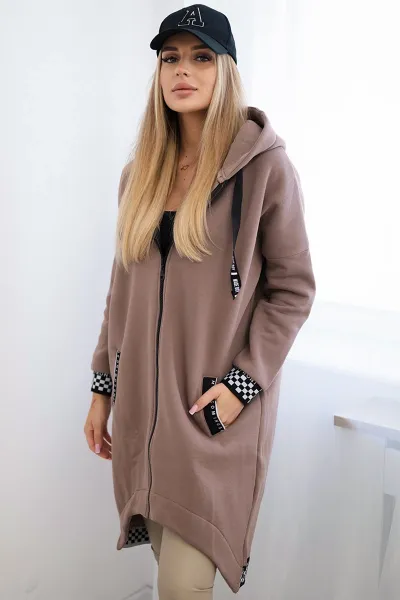 Legínovo Hnedá mikina na zips s kapucňou Farba: Hnedá, Veľkosť: UNI
