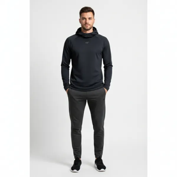 Pánska zateplená mikina s kapucňou 4F BRUSHED UNDERWEAR M100-WAW25UBRUM100-20S-DEEP BLACK