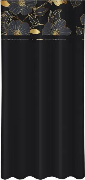 KlasickýčiernyzávesspotlačouzlatýchkvetovŠírka:160cm|Dĺžka:250cm