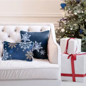 ModrávianočnáobliečkanavankúšzdobenásnehovýmivločkamiŠírka:30cm|Dĺžka:50cm30x50cm56300_123657