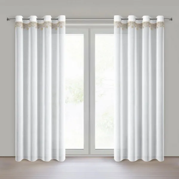 VianočnábielazáclonasozlatouaplikáciouhviezdDĺžka:250cm