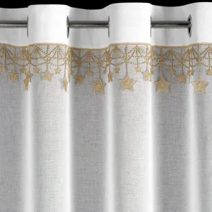 VianočnábielazáclonasozlatouaplikáciouhviezdDĺžka:250cm