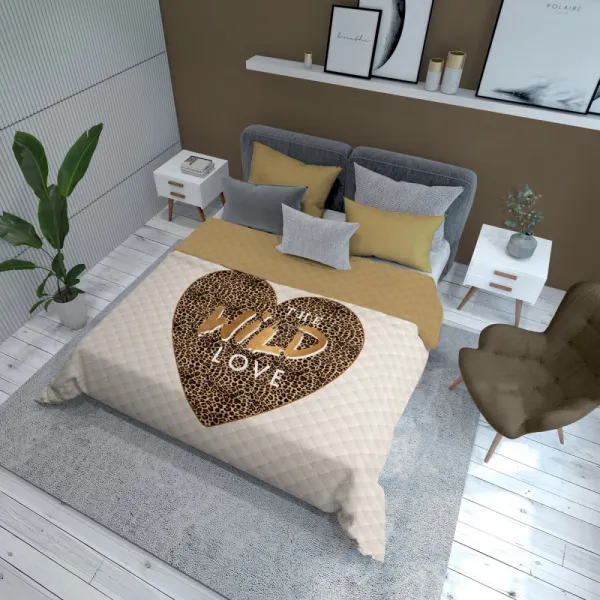 Modernýprehoznaposteľsnápisom„TheWildLove“–béžovo-krémováfarbaŠírka:200cm|Dĺžka:220cm70199_126229
