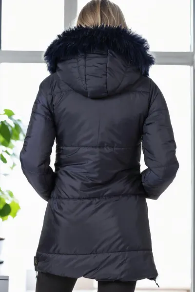 Z9668 DEWBERRY WOMEN'S COAT-NAVY BLUE