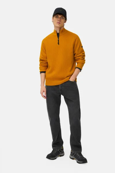Sveter Camel Active Knitted Troyer Burned Yellow