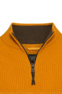 Sveter Camel Active Knitted Troyer Burned Yellow