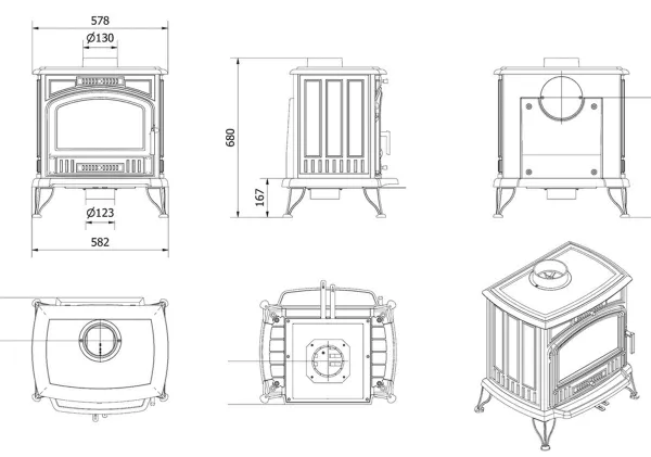 Kratki Koza K6 ECO - liatinové kachle - Dymovod 150 KOZA/K6/ECO