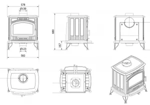 Kratki Koza K6 ECO - liatinové kachle - Dymovod 150 KOZA/K6/ECO