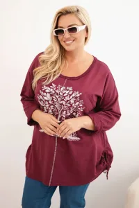 Legínovo Dámska mikina Plus Size bavlnená s potlačou stromu béžová. Farba: Hnedá, Veľkosť: UNI