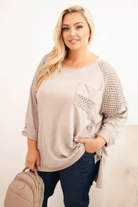 Legínovo Dámska mikina Plus Size bavlnená s potlačou béžová Farba: Hnedá, Veľkosť: UNI