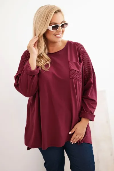 Legínovo Dámska mikina Plus Size bavlnená s potlačou béžová Farba: Hnedá, Veľkosť: UNI
