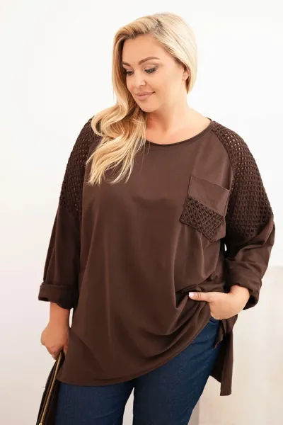 Legínovo Dámska mikina Plus Size bavlnená s potlačou béžová Farba: Čierna, Veľkosť: UNI