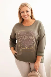 Legínovo Dámska mikina Plus Size maslová s 3D potlačou bavlnená Farba: Béžová, Veľkosť: UNI