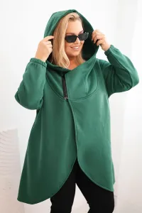 Legínovo Dámska mikina Plus Size s kapucňou a asymetrickým zipsom hnedá Farba: Hnedá, Veľkosť: 2XL/3XL