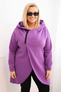 Legínovo Dámska mikina Plus Size s kapucňou a asymetrickým zipsom hnedá Farba: Hnedá, Veľkosť: 2XL/3XL