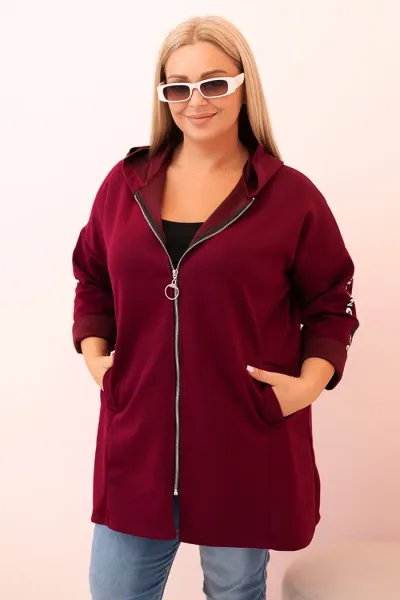Legínovo Dámska mikina Plus Size s viskózou na zips s kapucňou béžová Farba: Khaki, Veľkosť: UNI