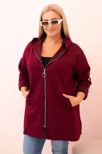 Legínovo Dámska mikina Plus Size s viskózou na zips s kapucňou béžová Farba: Khaki, Veľkosť: UNI