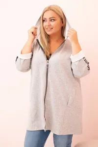 Legínovo Dámska mikina Plus Size s viskózou na zips s kapucňou béžová Farba: Khaki, Veľkosť: UNI
