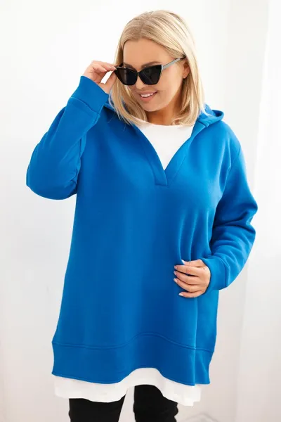 Legínovo Zateplená dámska mikina Plus Size s kapucňou a véčkom hnedá Farba: Hnedá, Veľkosť: UNI
