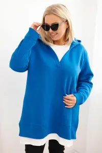 Legínovo Zateplená dámska mikina Plus Size s kapucňou a véčkom hnedá Farba: Hnedá, Veľkosť: UNI