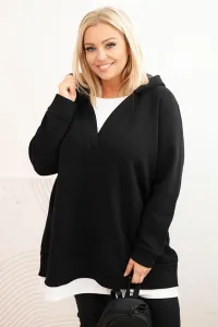 Legínovo Zateplená dámska mikina Plus Size s kapucňou a véčkom hnedá Farba: Hnedá, Veľkosť: UNI