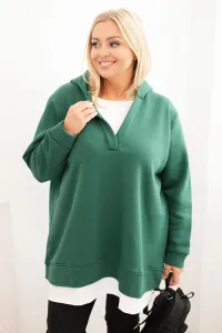 Legínovo Zateplená dámska mikina Plus Size s kapucňou a véčkom hnedá Farba: Hnedá, Veľkosť: UNI