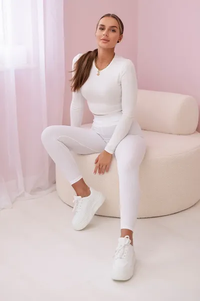 Legínovo Rebrované béžové legíny Farba: Modrá, Veľkosť: UNI