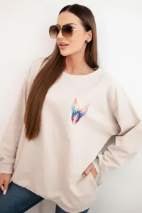 Legínovo Dámska oversize mikina z bavlny s farebnými krídlami na chrbte béžová Farba: Hnedá, Veľkosť: UNI