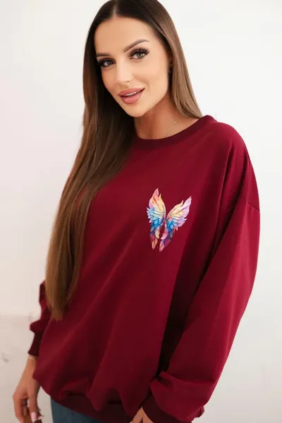Legínovo Dámska oversize mikina z bavlny s farebnými krídlami na chrbte béžová Farba: Hnedá, Veľkosť: UNI