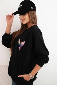 Legínovo Dámska oversize mikina z bavlny s farebnými krídlami na chrbte béžová Farba: Hnedá, Veľkosť: UNI