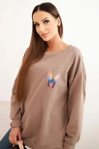 Legínovo Dámska oversize mikina z bavlny s farebnými krídlami na chrbte béžová Farba: Hnedá, Veľkosť: UNI