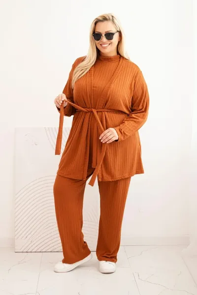 Legínovo Dámska súprava Plus Size 3-dielna ťavia Farba: Čierna, Veľkosť: UNI