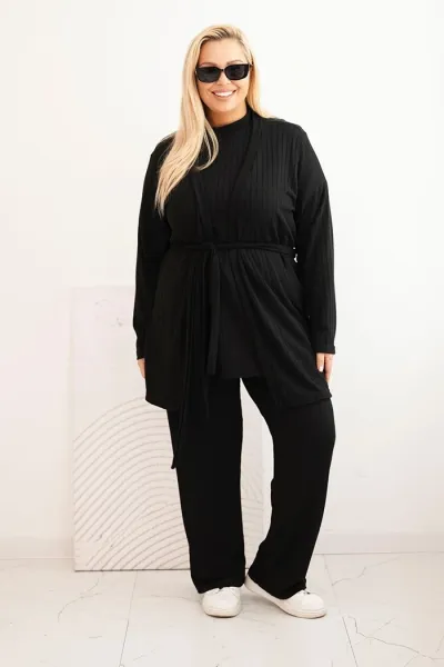 Legínovo Dámska súprava Plus Size 3-dielna ťavia Farba: Hnedá, Veľkosť: UNI