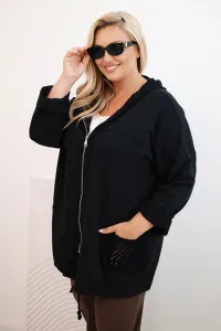 Legínovo Dámska mikina Plus Size bavlnená oversize s dlhým rukávom béžová Farba: Hnedá, Veľkosť: UNI