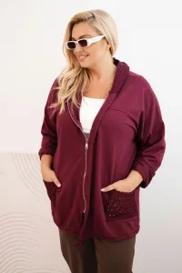 Legínovo Dámska mikina Plus Size bavlnená oversize s dlhým rukávom béžová Farba: Hnedá, Veľkosť: UNI