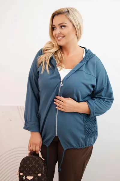 Legínovo Dámska mikina Plus Size bavlnená oversize s dlhým rukávom béžová Farba: Hnedá, Veľkosť: UNI
