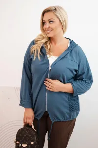 Legínovo Dámska mikina Plus Size bavlnená oversize s dlhým rukávom béžová Farba: Hnedá, Veľkosť: UNI