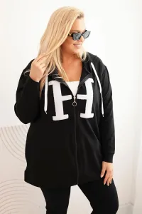 Legínovo Dámska mikina Plus Size bavlnená s kapucňou a veľkým písmenom H bordová Farba: Modrá, Veľkosť: 2XL