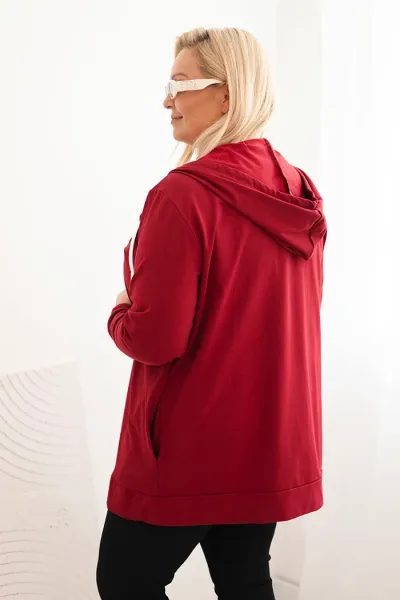 Legínovo Dámska mikina Plus Size bavlnená s kapucňou a veľkým písmenom H bordová Farba: Modrá, Veľkosť: 2XL
