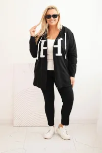 Legínovo Dámska mikina Plus Size bavlnená s kapucňou a veľkým písmenom H bordová Farba: Modrá, Veľkosť: 2XL